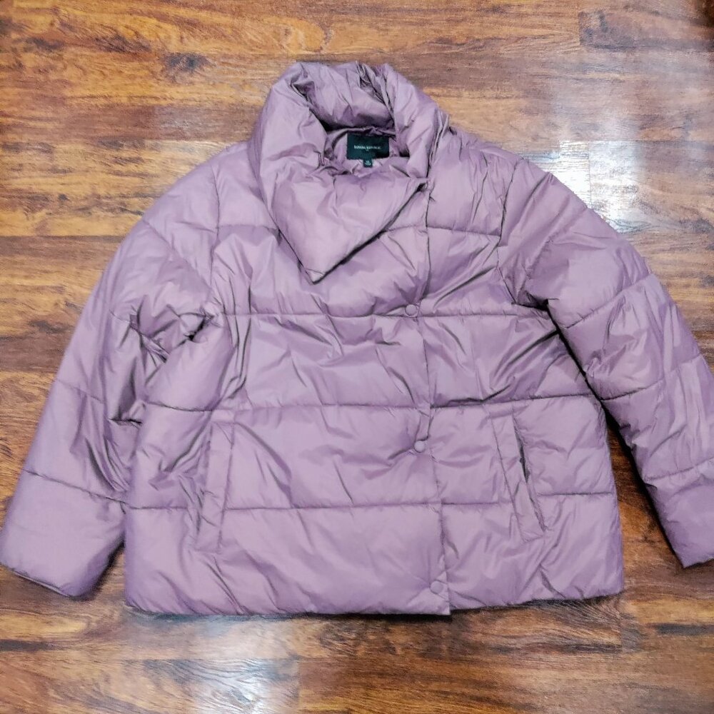 Banana Republic Dried Berry Short Duvet Puffer Coat Jacket Women's Size XL - Picture 2 of 11
